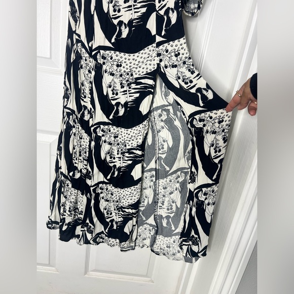 Reformation Persephone Print One Shoulder High Slit Midi Dress Sz 4 - Picture 7 of 14